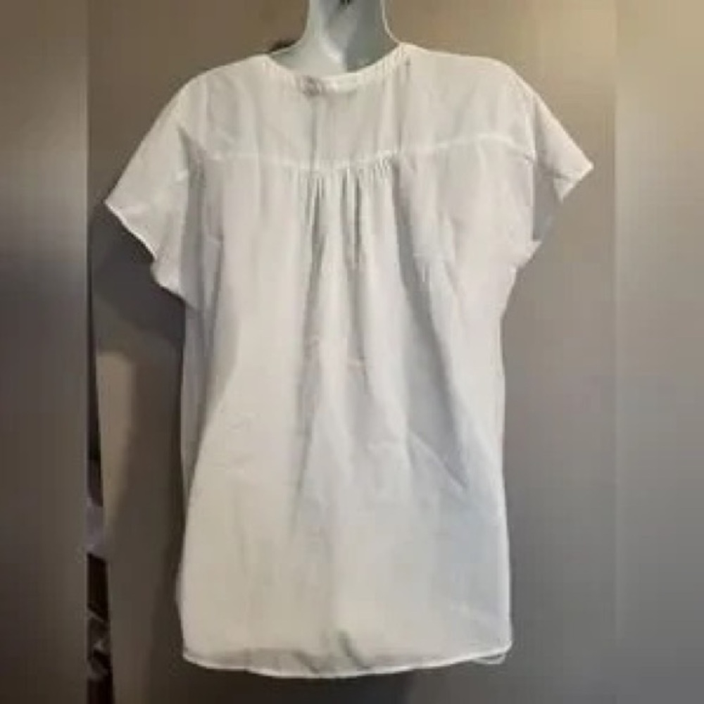 Banana Republic White V-Neck Flutter Sleeve Blouse - Picture 2 of 3